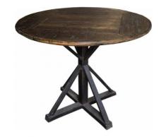 Table ronde vintage en bois et métal - Tables salle à manger