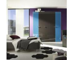 Armoire design laquée turquoise et anthracite ANATOLE - L 198 x P 53 x H 214 cm - Tables salle à manger