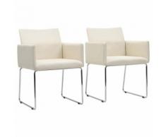 Meelady Chaise de Salle à Manger Chaises de Cuisine 2 pcs Aspect de Lin 55 x 62 x 79 cm Blanc - Chaise