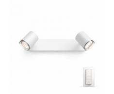 Philips Hue White Ambiance Adore Spot Barre Tube 2x5.5W Salle de Bain-Blanc (télécommande Incluse), Métal, GU10, 5.5 W - Appliques et spots