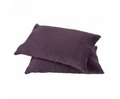 Lot de 2 coussins rectangulaires déhoussables en coton stonewashed Toison d'or Prune 40x60 cm - Textile séjour