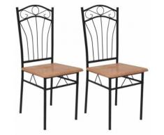 vidaXL Chaises de salle à manger 2 pcs Marron Chaises de salle à manger cuisine - Chaise