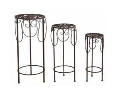 Sellettes rondes en métal vieilli (lot de 3) - Table basse et console