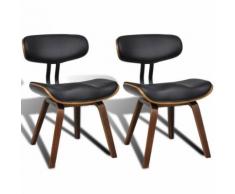 2 Chaises de cuisine salon salle à manger design noir bois - Chaise