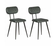 Meelady Chaises de Cuisine Chaises de Salle à Manger 2 pcs Cuir Véritable Gris 42 x 47 x 76 cm - Chaise