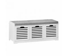 SoBuy® FSR23-W Banc de Rangement avec Coussin rembourré et 3 Cubes, Meuble d'Entrée Commode à Chaussure Banquette Confortable - Bancs