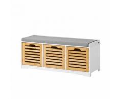 SoBuy® FSR23-WN Banc de Rangement avec Coussin Rembourré et 3 Cubes Meuble d'Entrée Commode à Chaussure Banquette Meuble de Rangement Confortable - Meubles à chaussures