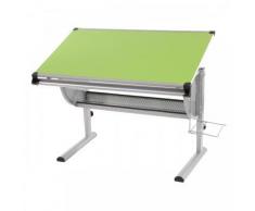 Bureau pour enfant en métal et bois plateau inclinable hauteur réglable vert BUR04054 - Objet à poser