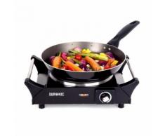 Duronic HP1BK Plaque de cuisson électrique en fonte - Réchaud de 1500W - Thermostat ajustable - Grillade et barbecue