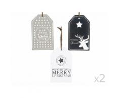 Set de 6 suspensions tag en verre motif et coloris assortis 13x8cm MANOA - Objet à poser