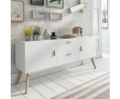 Enfilade scandinave blanc et bois clair SEDRIA 2 - L 160 x P 40 x H 70 cm - Buffets