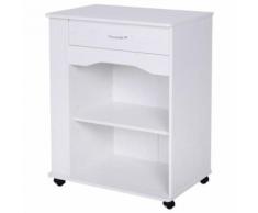 Chariot desserte moderne servante de cuisine 76L x 50l x 94H cm étagère ajustable blanche - Dessertes de rangement