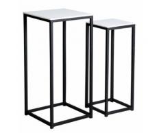 Sellettes carrées en bois et métal (lot de 2) - Tables d'appoint