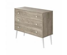 FINLANDEK Commode de chambre SOLVEIG scandinave placage chene et blanc - L 100 cm - Commodes