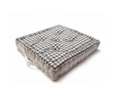 Coussin de sol en coton VICHY Gris - Textile séjour