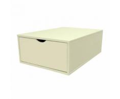 Cube de rangement profondeur 75 cm + tiroir Bois, Couleur: Ivoire - Boite de rangement