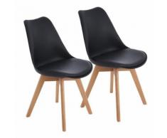 Lot de 2 chaises de cuisine en a manger design contemporain scandinave pieds bois de chene Noir - Chaise