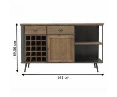 Meuble Bahut Enfilade Buffet Bar en Métal Fer Bois Industriel 161 cm x 89.50 cm - Commodes