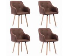 Meelady Chaise à Dîner Chaises de Cuisine 4 pcs Revêtement en tissu 55x55x84 cm Marron - Chaise