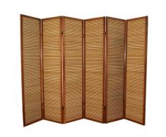 Paravent en bois brun avec bambou de 6 pans -PEGANE- - Objet à poser