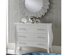 Commode baroque blanche laquée 3 tiroirs GINA - L 110 x P 50 x H 88 cm - Commodes