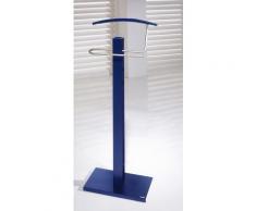 Valet de Nuit Bleu en hêtre massif avec plateau porte objets sur socle rectangulaire, 28 x 48 x 114 cm -PEGANE- - Objet à poser