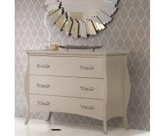 Commode baroque beige laquée 3 tiroirs GINA - L 110 x P 50 x H 88 cm - Commodes