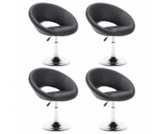 vidaXL Chaise pivotante 4 pcs Similicuir 74x63,5x89 cm Noir - Chaise