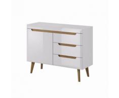 LIVING II commode scandinave - effet chêne / blanc brillant - Commodes