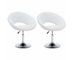 vidaXL Chaise pivotante 2 pcs Similicuir 74 x 63,5 x 89 cm Blanc - Chaise