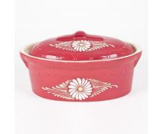 Poteries Rene Beck - Terrine Ovale 7L3 Rouge/Marguerite - Casserolerie