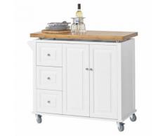 SoBuy Desserte roulante Meuble chariot de cuisine 3 tiroir 1 armoire FKW30-WN FR - Dessertes de rangement