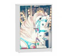 Meuble à chaussures avec 2 tiroirs motif CARROUSEL - Dim : 60 X 24.2 X 82 cm-PEGANE- - Meubles à chaussures