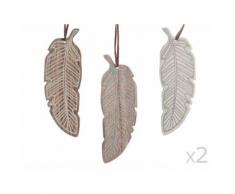 Set de 6 suspensions forme plume coloris assortis 14x4x0.3cm ATIKA - Objet à poser