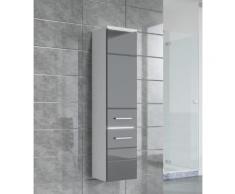 Armoire de rangement Toledo Hauteur : 132 cm Gris brillant - Meuble de rangement haut placard meuble de salle de bain - Installations salles de bain
