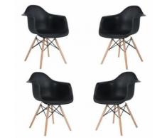 Lot de 4 Chaises Scandinaves Chaises Design Chaises de Salle à Manger Chaises de Cuisine en Plastique Noir - Chaise