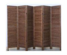 Paravent persienne de 6 pans en bois, coloris brun - Dim : H170 x L240cm - PEGANE - - Objet à poser