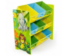 Meuble de rangement étagère jouet panier chambre enfant motif jungle APE06042 - Objet à poser