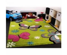 BUTTERFLY Tapis pour enfant 120x170 cm vert, gris et rose - Tapis et paillasson
