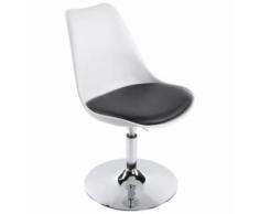 Chaise moderne pivotante 'QUEEN' réglable blanche et noir - Chaise