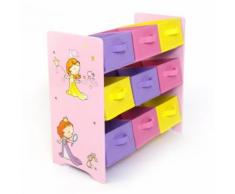 Meuble de rangement étagère jouet panier chambre enfant motif princesse APE06005 - Objet à poser