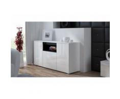 Chloé Design - Commode de salon design ELVA - Blanc/Noir - Commodes