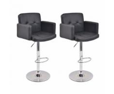 Meelady 2 pcs Tabouret de bar Pivotant et Réglable en Hauteur Cuir Synthétique pour Salon, Bar Blanc/Noir - Chaise