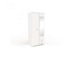 COSMOS Armoire de chambre style contemporain blanc mat - L 90 cm - Armoire
