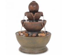 Fontaine d'Intérieur à LED pour tables, jardins et terrasses, design fait à la main, Marron Foncé, déco, 17,5 x 17,5 x 23 cm - Objet à poser