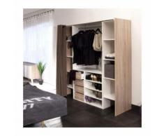Dressing 2 colonnes + meuble 4 tiroirs, rideau taupe - Armoire