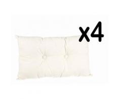 Lot de 4 coussins rectangulaires en coton et polyster coloris ivoire, 30 x 50 cm -PEGANE- - Textile séjour