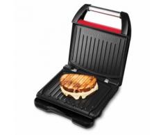George Foreman Grill Compact 25030-56, 24x17cm, Barbecue Électrique, Viande, Panini, Sandwich, Revêtement Antiadhésif, Récupérateur Graisse Amovible, 1200W- Inox/Rouge - Grillade et barbecue