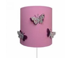 Abat-Jour Papillons 3D Liberty Violet Fond Rose pale Lilipouce Rose 20 cm - Suspensions et plafonniers