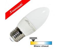 Ampoule led E27 5 watt flamme - Couleur eclairage - Blanc chaud 3000°K - Ampoules à LEDs